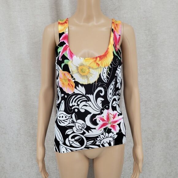 Alberto Makali Y2K 2pc Tank & Tie Front Cardigan Beaded Floral Women's Small - Picture 2 of 13